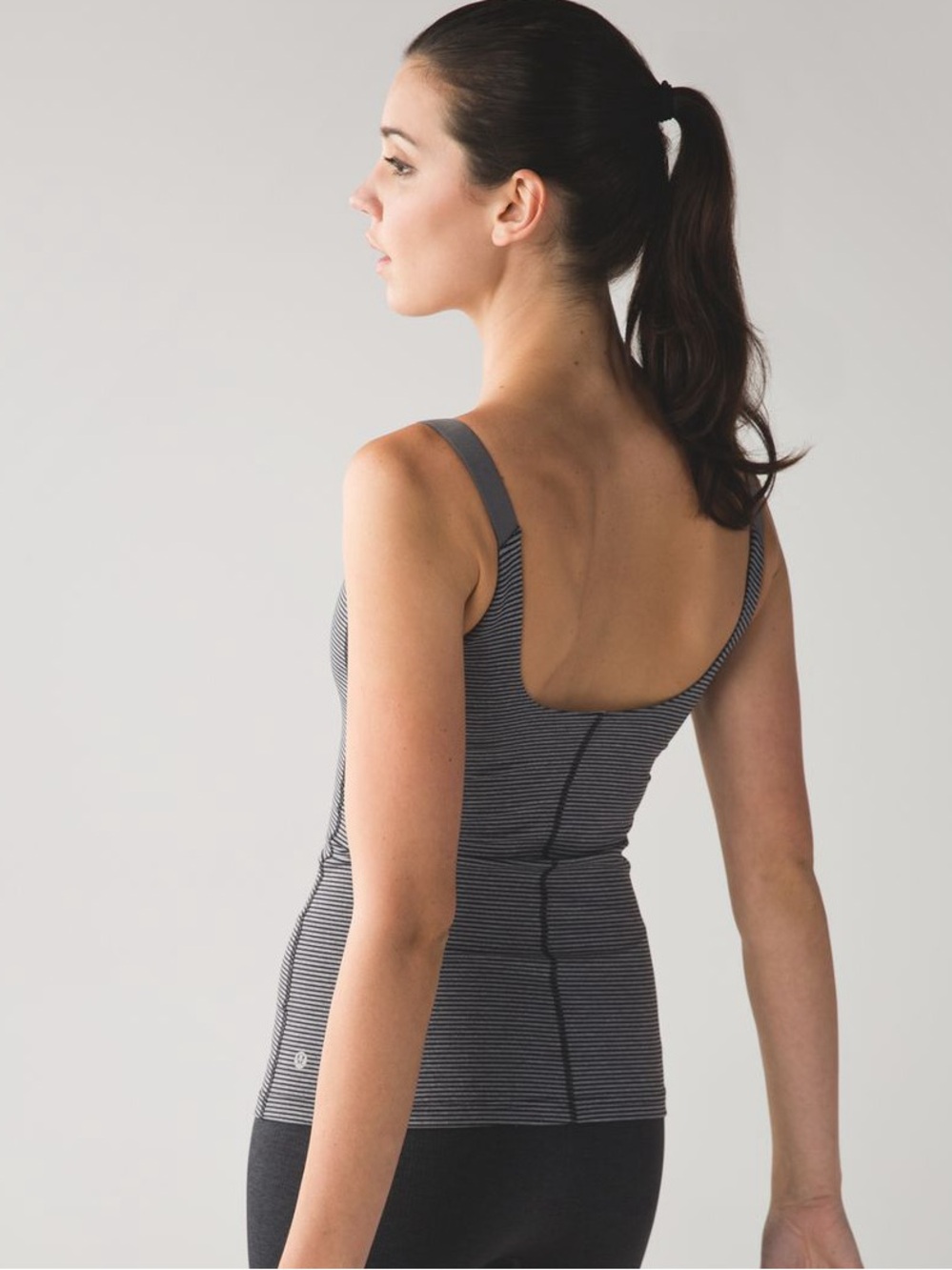 lululemon athletica Gray Striped Scoop-Back Tank